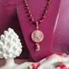 Collana a catena in grani con agata borgogna e cammeo in ceramica di caltagirone 5