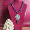 Collana agata blu con cammeo in ceramica di caltagirone