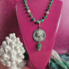 Collana catena rosario con agata verde e cammeo in ceramica di caltagirone 4