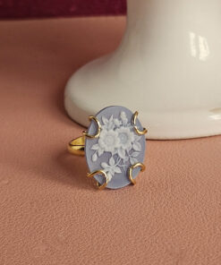 anello cammeo fiore agata blu