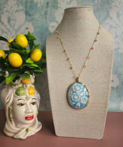 Alternative view of 925 Chain Necklace with Zircons and Ceramic Cameo Drop