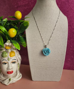 collana a catena in argeno 925 con rosa turchese
