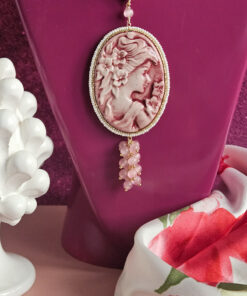 Alternative view of Rosary Chain with Chrysoberyl Stones and Ceramic Cameo