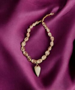 Alternative view of Choker con Pietre Burattate di Cristallo di Rocca e Ciondolo Cuore Pendente