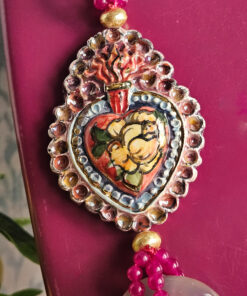 Alternative view of Sicilian Necklace with Stones and Sicily Ceramic Sacred Heart