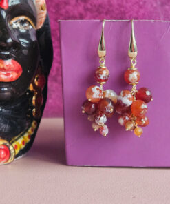 orecchini a grappolo con agata striata rossa