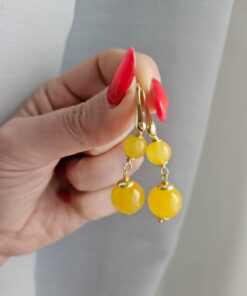 orecchini pendenti con giada gialla