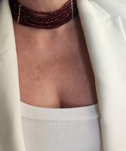 Alternative view of Collana Choker a Sette Fili con Cristalli Borgogna
