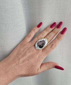 Alternative view of Anello in Argento 925 Placcato Oro con Agata Dendritica