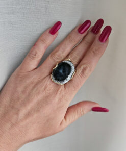 Alternative view of Anello in Argento 925 Placcato Oro con Agata Dendritica