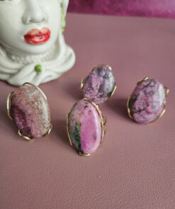 Anello Ovale in Argento 925 Placcato Oro con Purpurite