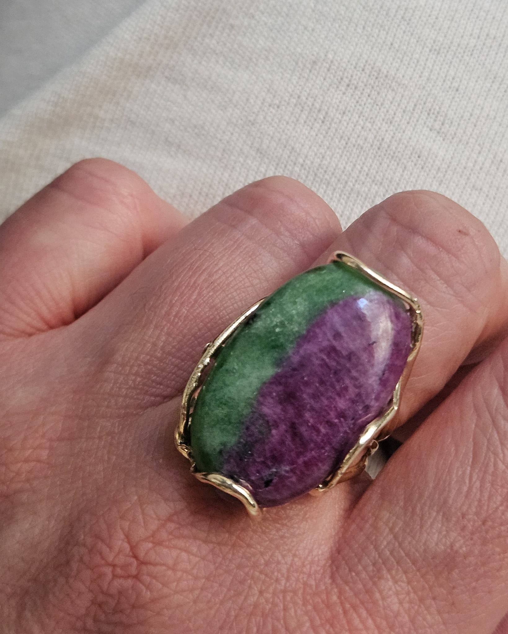 Anello in Argento 925 Placcato Oro con Zoisite Rubino - immagine 2