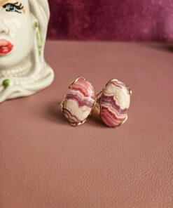 Alternative view of Anello Ovale in Argento 925 Placcato Oro con Rodocrosite