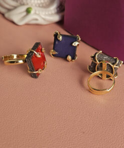 Alternative view of Anello in Ottone con Pietra Lavica Ceramizzata Colorata