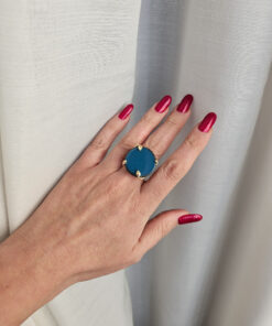 anello tondo con pietra lavica e ceramica colorata