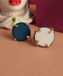 anello tondo con pietra lavica e ceramica colorata