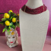 collana choker a 7 fili con cristalli borgogna