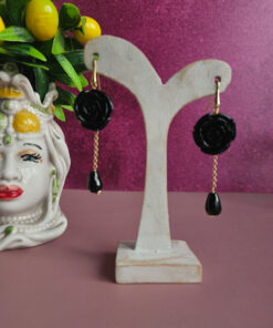 Alternative view of Black Resin Rose Earrings