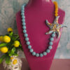 collana lunga in angelite agata gialla e stella marena in ceramica di caltagirone