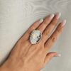 Anello in argento 925 con cammeo natività scolpito dalla conchiglia sardonica