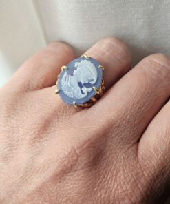 aneìlo cammeo ovale agata blu