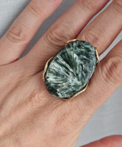 Alternative view of Anello Ovale in Argento 925 Placcato Oro con Serafinite