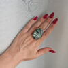 anello ovale con pietra naturale serafinite