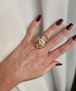 anello siciliano con cuore sacro in ceramica di caltagirone