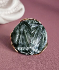 Alternative view of Anello Tondo in Argento 925 Placcato Oro con Serafinite