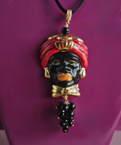 Alternative view of Sicilian Necklace with Rope and Sicily Ceramic Moor Head