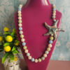 collana lunga siciliana in morganite naturale e stella marina in ceramica di caltagirone