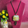 collana siciliana decollete con pietra lavica e mattonella in ceramica di caltagirone