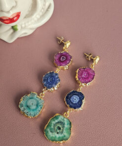 orecchini pendenti con agata druzy