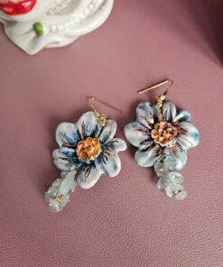 Alternative view of Orecchini Siciliani con Fiori in Ceramica di Caltagirone e Acquamarina