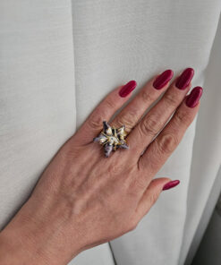 anello in ottone con stella marina in ceramica di caltagirone 2