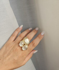 anello triplo con occhio di gatto trasparente