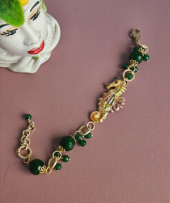 Alternative view of Bracciale a Catena con Agata Verde e Cavalluccio in Ceramica di Caltagirone