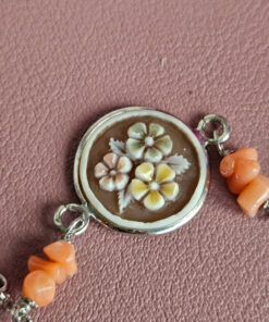 Alternative view of Chain with Rose Coral Chips and Shell Cameo
