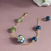 bracciale siciliano a catena con giada verde apatite e sfera in ceramica di caltagirone dipinta a mano 1