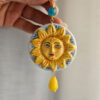 ciondolo sole in ceramica di caltagirone dipinta a mano