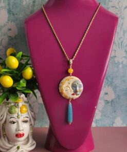 Alternative view of Ciondolo SOLE/LUNA in Ceramica di Caltagirone Dipinta a Mano