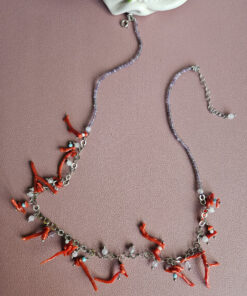 Alternative view of Thin Necklace with Red Coral Branches