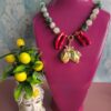 collana girocollo con agata striata verde e limoni in ceramica di caltagirone