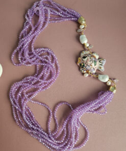 Alternative view of Collana Lunga con Cristalli Lilla e Pesce in Ceramica di Caltagirone