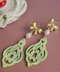 Alternative view of Drop Earrings with Pearls and Mother of Pearls