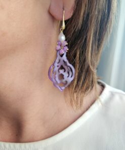 Alternative view of Drop Earrings with Pearls and Mother of Pearls