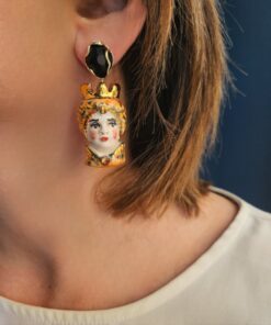 Alternative view of Sicilian Moor Earrings with Black Chrysoberyl Stones