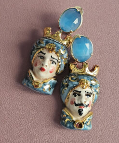 Alternative view of Sicilian Moor Earrings with Light Blue Chrysoberyl Stones