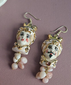 Alternative view of Sicilian Moor Earrings with Rhodonite Stones