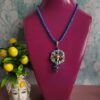 collana decollete giada blu con fiore in ceramica di caltagirone